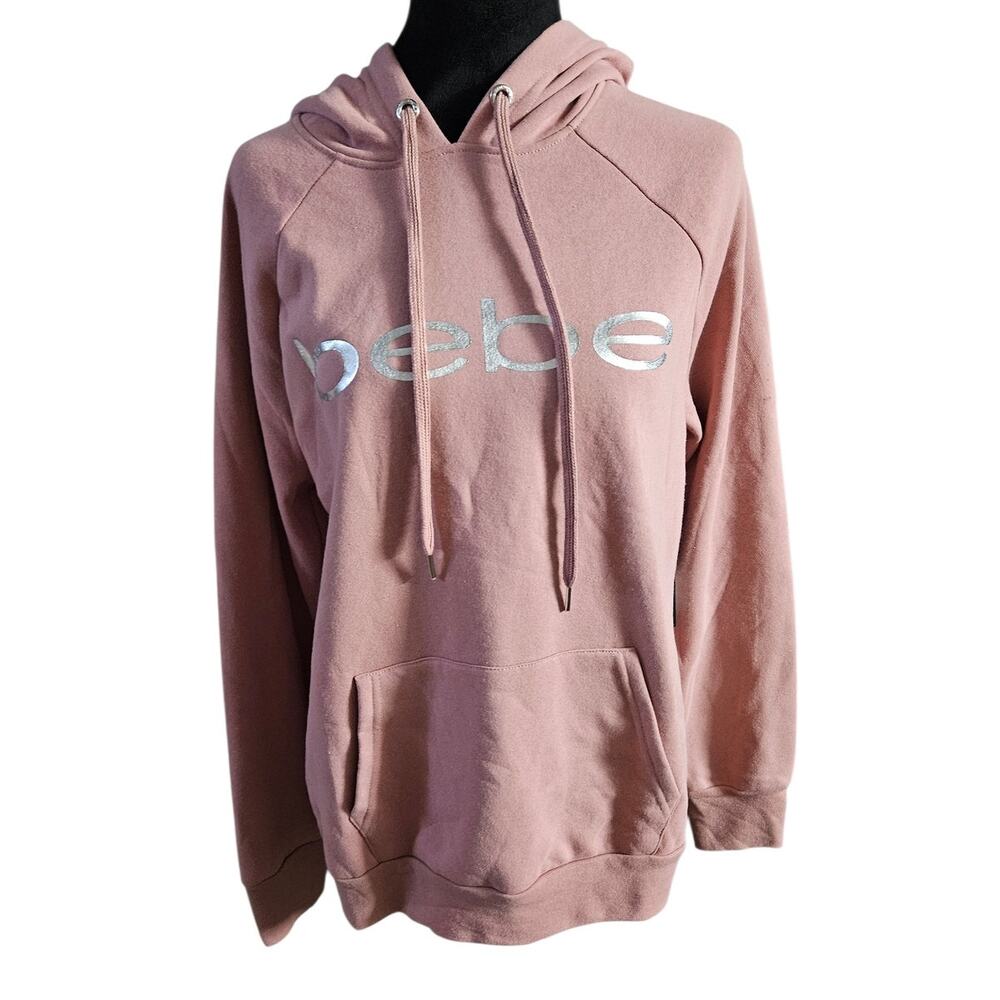 Bebè Women Logo Pink Hoodie Sweater Size Medium